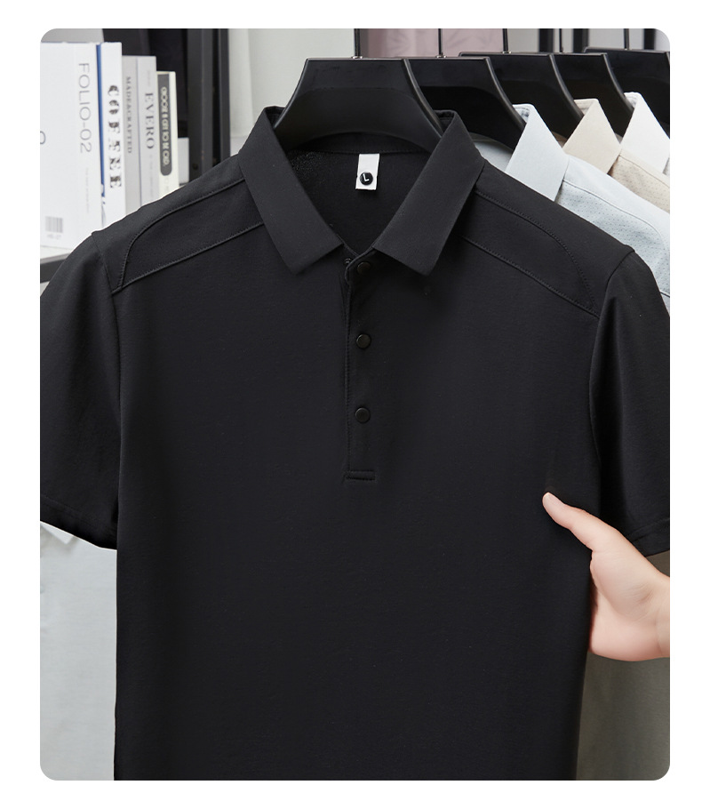 Verano hombre manga corta cuello solapa POLO casual hombre blusas cuatro cierres y botones patchwork camisetas hombre stock pic 25