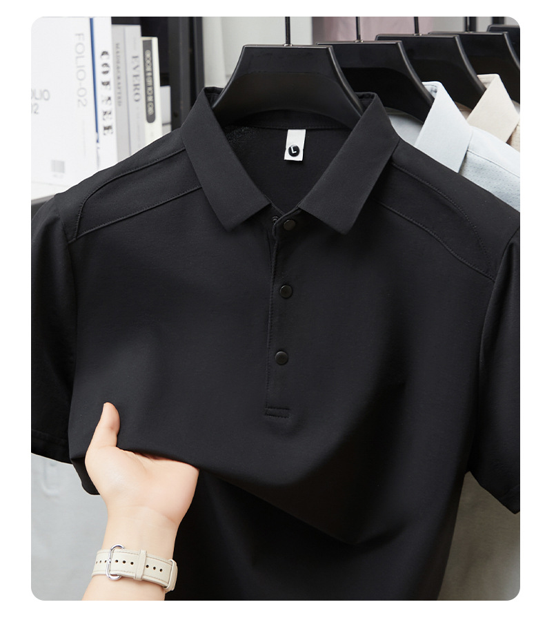 Verano hombre manga corta cuello solapa POLO casual hombre blusas cuatro cierres y botones patchwork camisetas hombre stock pic 27