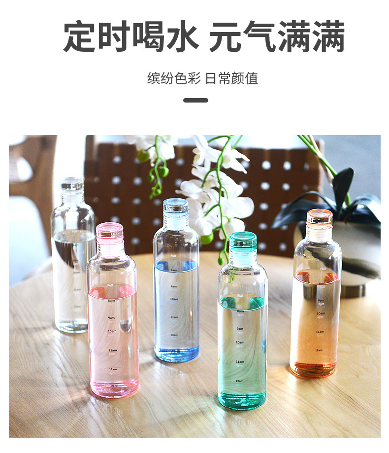 时光杯刻度玻璃杯网红高颜值女生随身喝水杯便携奶茶杯子ins详情5