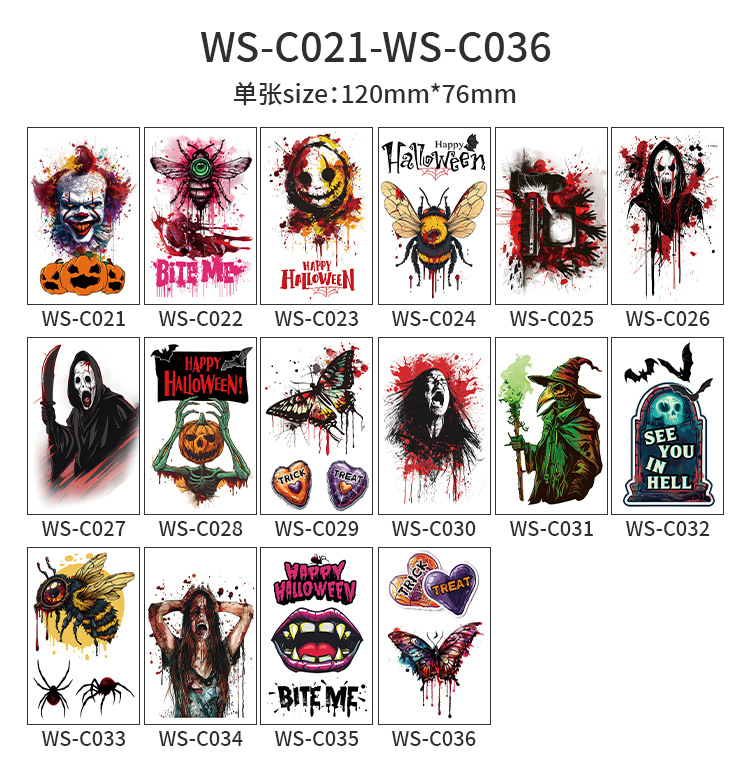 跨境万圣节仿真伤疤纹身贴万圣节派对道具贴纸合集tattoo sticker详情15