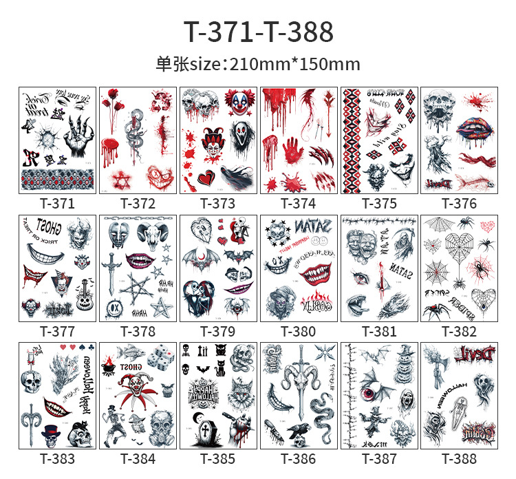 跨境万圣节仿真伤疤纹身贴万圣节派对道具贴纸合集tattoo sticker详情24