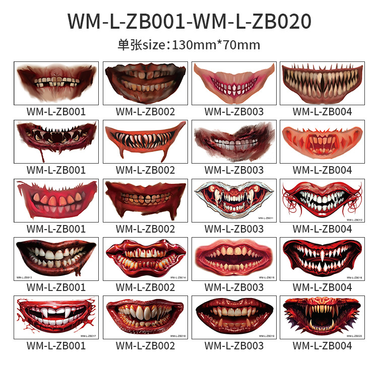 跨境万圣节仿真伤疤纹身贴万圣节派对道具贴纸合集tattoo sticker详情18