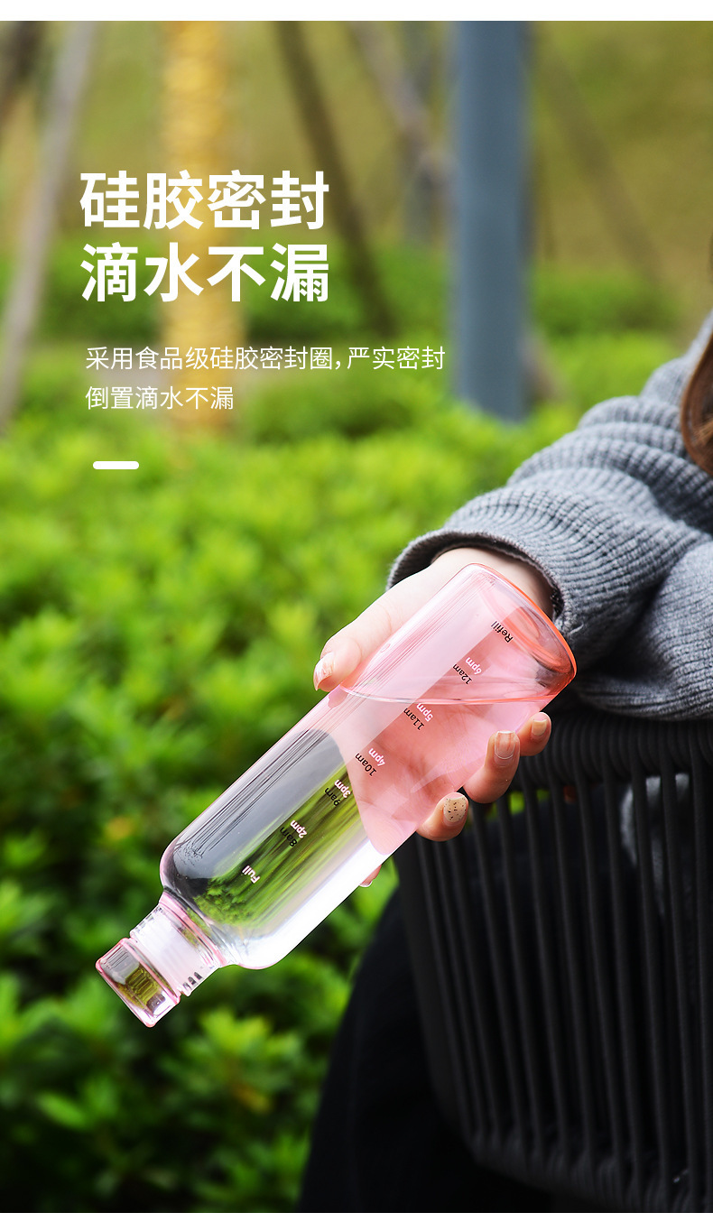 时光杯刻度玻璃杯网红高颜值女生随身喝水杯便携奶茶杯子ins详情6
