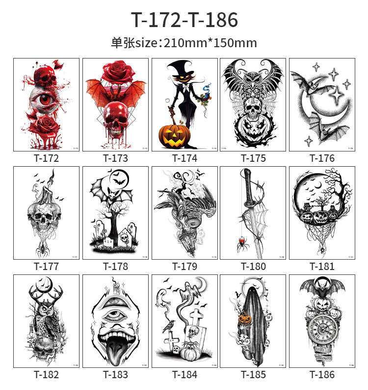 跨境万圣节仿真伤疤纹身贴万圣节派对道具贴纸合集tattoo sticker详情20