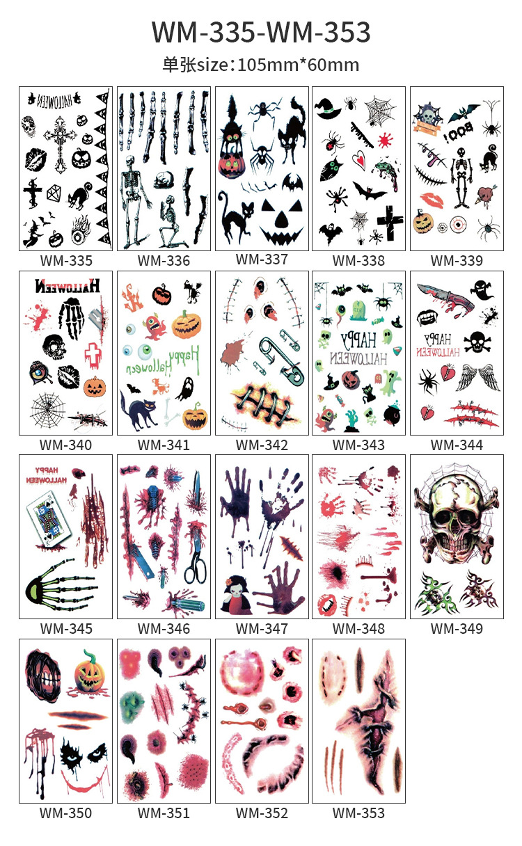 跨境万圣节仿真伤疤纹身贴万圣节派对道具贴纸合集tattoo sticker详情6