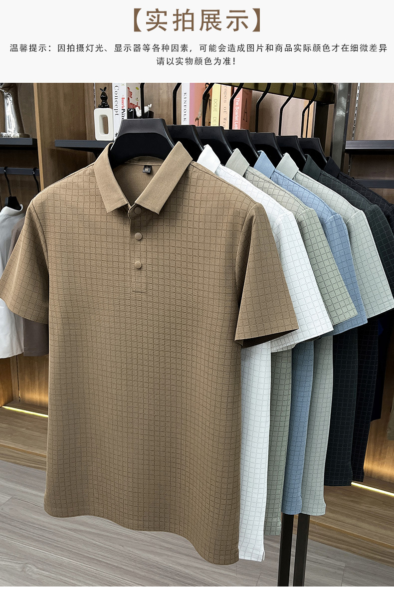 Media y tercera edad hombre sin marcas camiseta manga corta casual fashion solapa manga media top plaid polo daddy summer pic 12