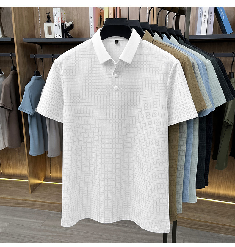 Media y tercera edad hombre sin marcas camiseta manga corta casual fashion solapa manga media top plaid polo daddy summer pic 18
