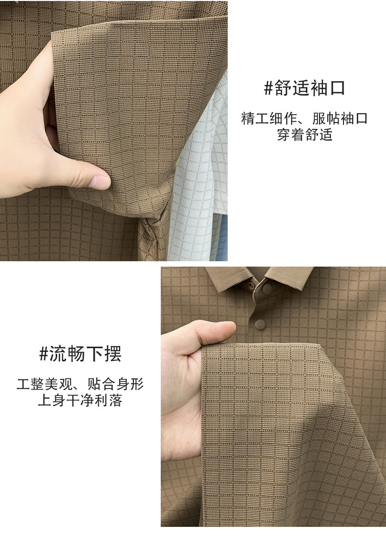 Media y tercera edad hombre sin marcas camiseta manga corta casual fashion solapa manga media top plaid polo daddy summer pic 11