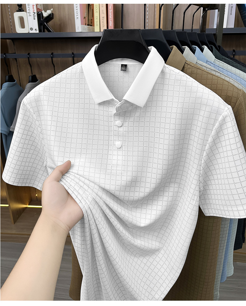 Media y tercera edad hombre sin marcas camiseta manga corta casual fashion solapa manga media top plaid polo daddy summer pic 20