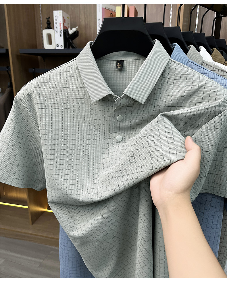 Media y tercera edad hombre sin marcas camiseta manga corta casual fashion solapa manga media top plaid polo daddy summer pic 28
