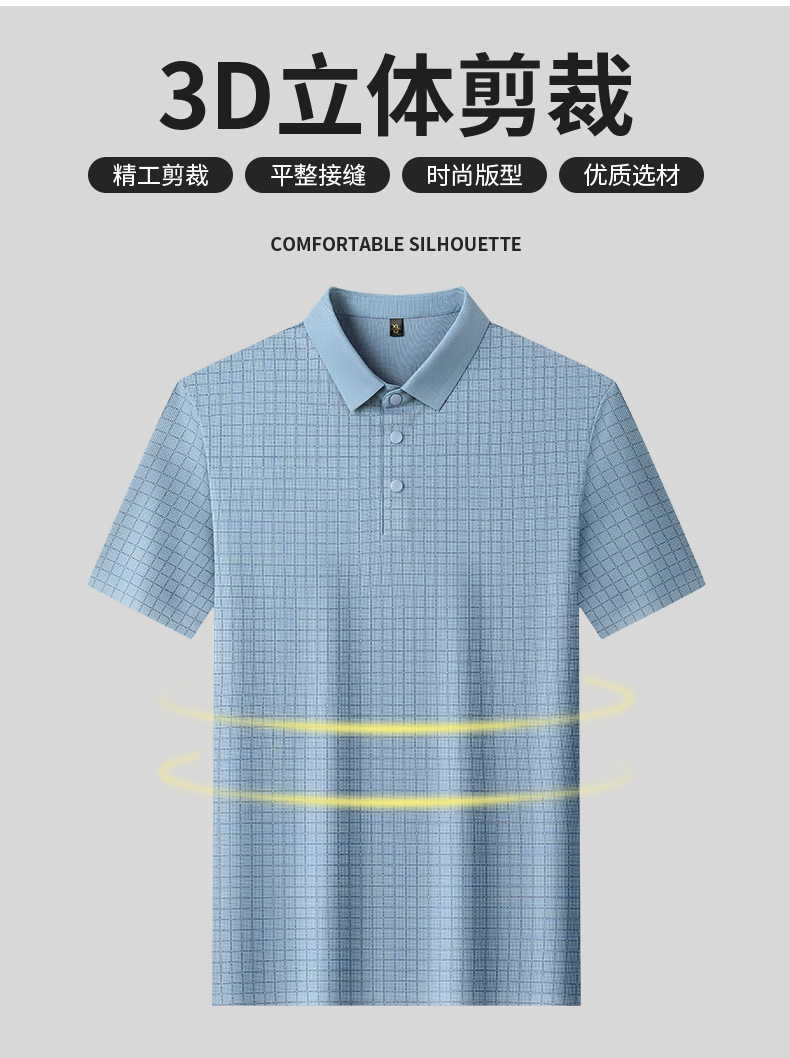 Media y tercera edad hombre sin marcas camiseta manga corta casual fashion solapa manga media top plaid polo daddy summer pic 5
