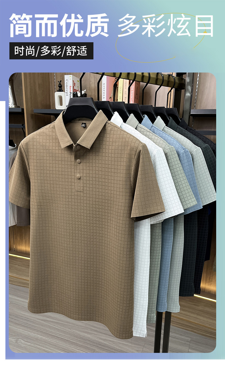Media y tercera edad hombre sin marcas camiseta manga corta casual fashion solapa manga media top plaid polo daddy summer pic 1