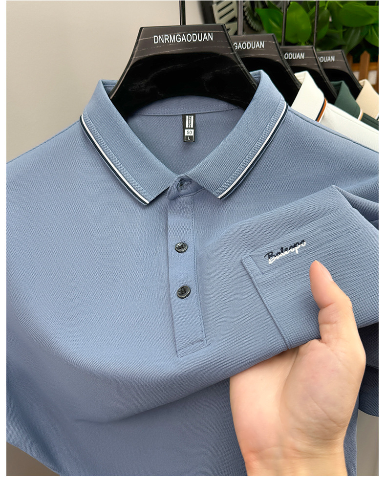 夏季短袖t恤男士新款中青年商务休闲口袋翻领透气polo衫百搭宽松详情19