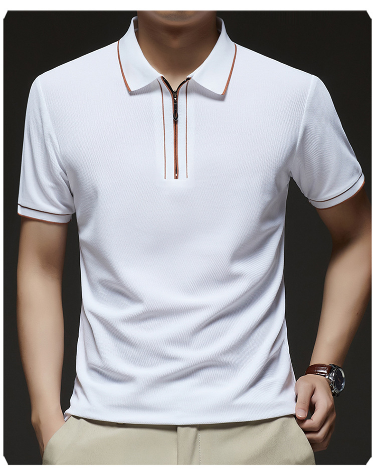 Hombre media cremallera manga corta camiseta verano 2025 nuevo hombre joven negocios casual simple transpirable sensación fresca camiseta pic 24