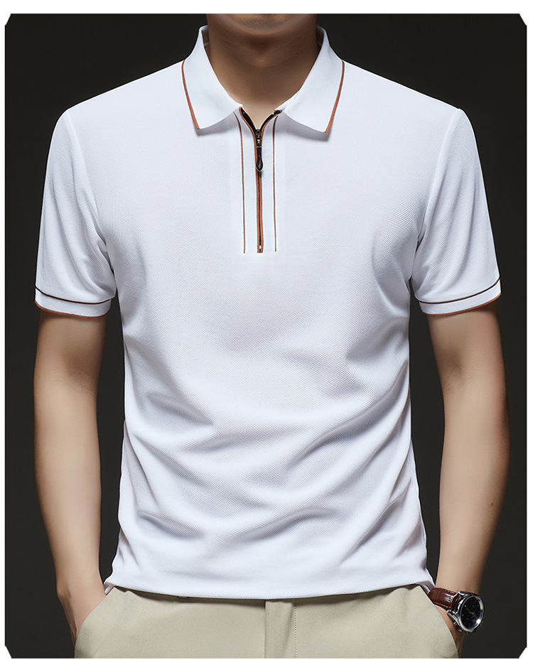 Hombre media cremallera manga corta camiseta verano 2025 nuevo hombre joven negocios casual simple transpirable sensación fresca camiseta pic 22