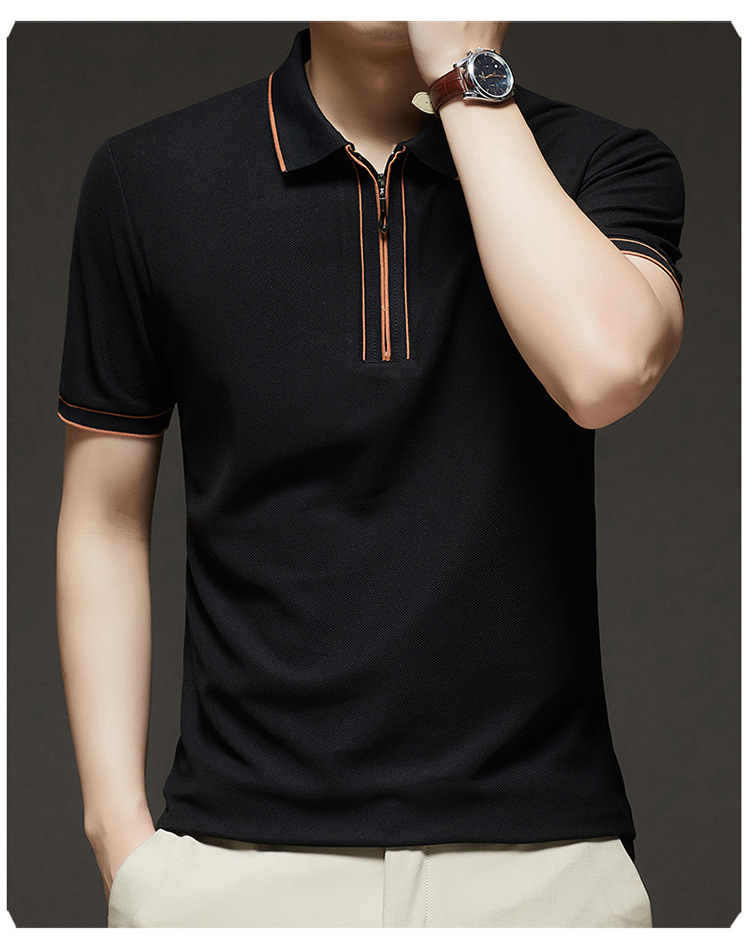 Hombre media cremallera manga corta camiseta verano 2025 nuevo hombre joven negocios casual simple transpirable sensación fresca camiseta pic 15