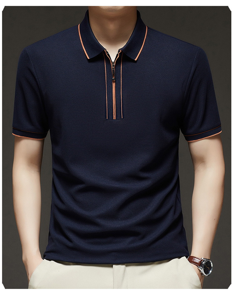 Hombre media cremallera manga corta camiseta verano 2025 nuevo hombre joven negocios casual simple transpirable sensación fresca camiseta pic 25