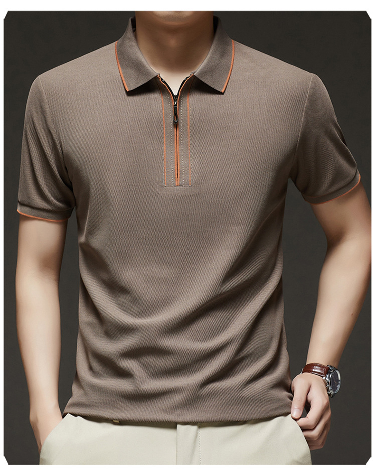 Hombre media cremallera manga corta camiseta verano 2025 nuevo hombre joven negocios casual simple transpirable sensación fresca camiseta pic 12