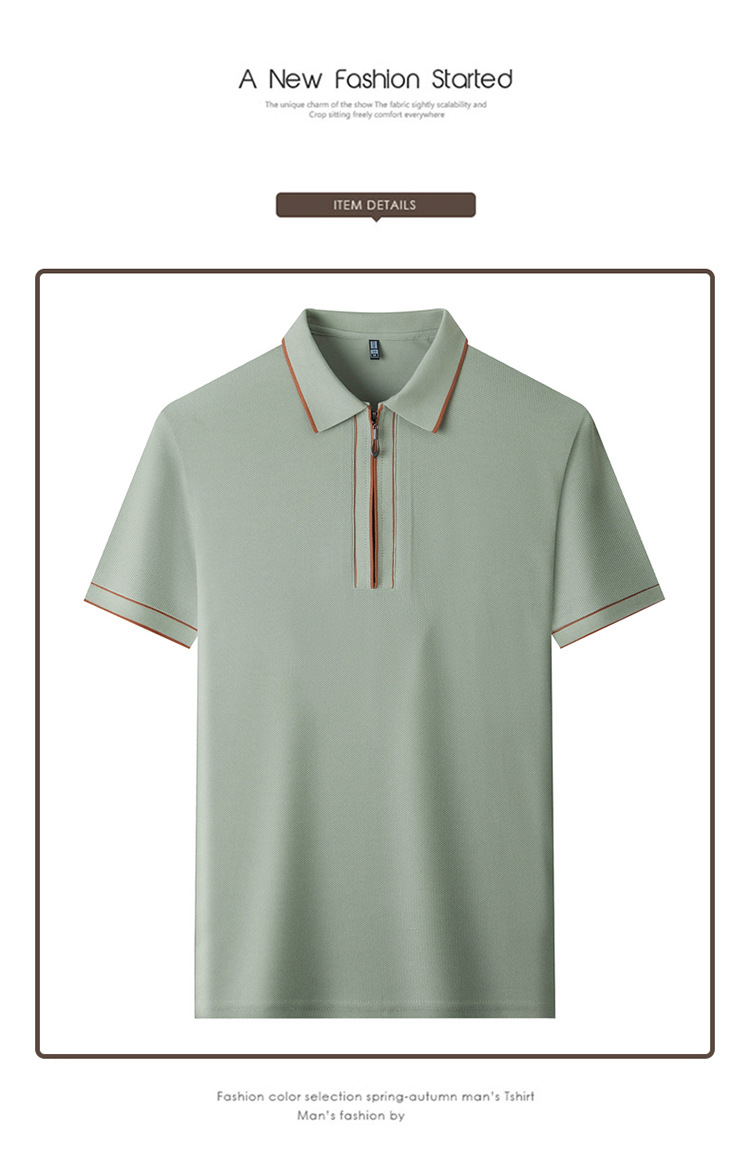 Hombre media cremallera manga corta camiseta verano 2025 nuevo hombre joven negocios casual simple transpirable sensación fresca camiseta pic 29