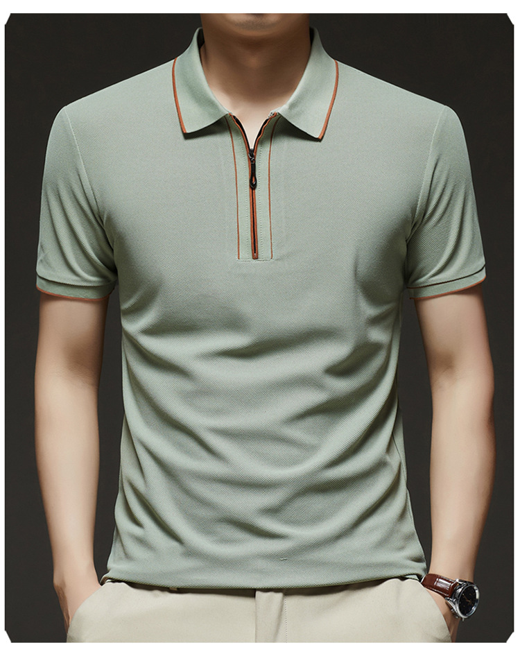 Hombre media cremallera manga corta camiseta verano 2025 nuevo hombre joven negocios casual simple transpirable sensación fresca camiseta pic 16