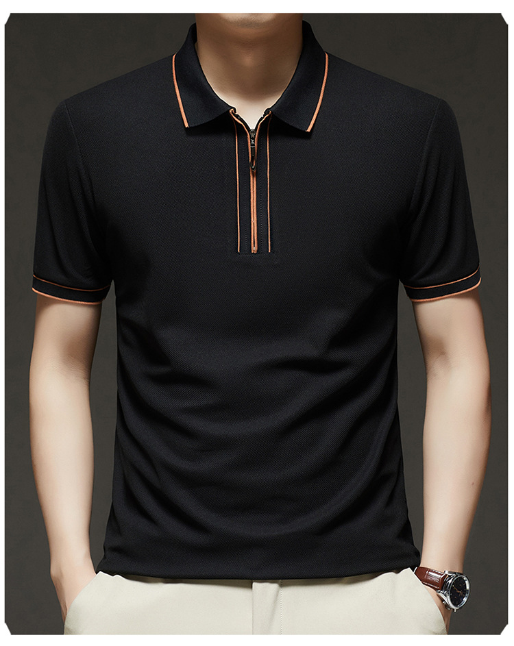 Hombre media cremallera manga corta camiseta verano 2025 nuevo hombre joven negocios casual simple transpirable sensación fresca camiseta pic 13