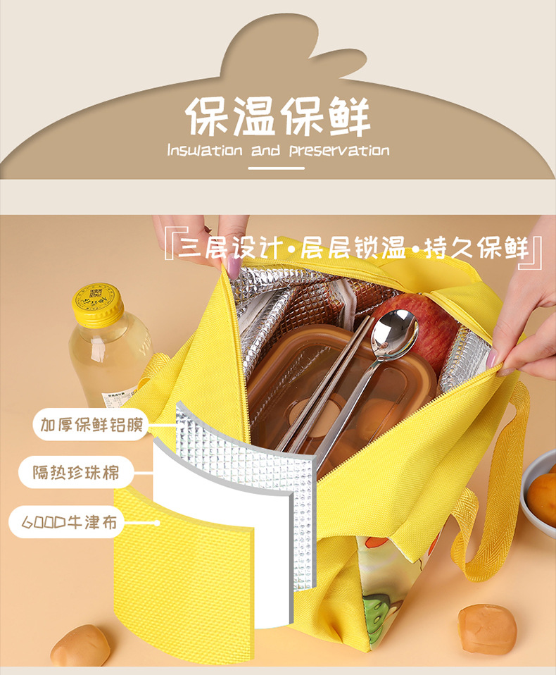 亚马逊热销卡通便当包大容量铝箔保温冰包户外野餐保温饭盒袋批发详情8