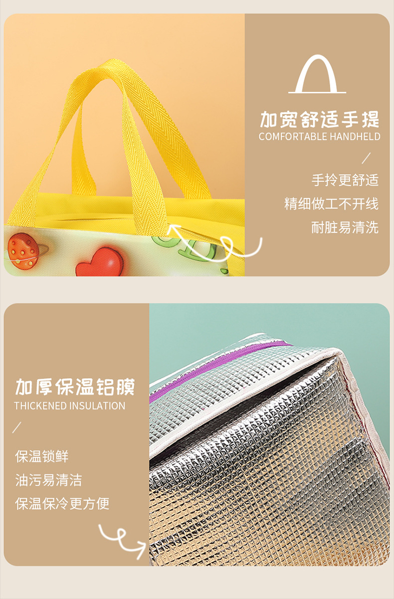 亚马逊热销卡通便当包大容量铝箔保温冰包户外野餐保温饭盒袋批发详情22