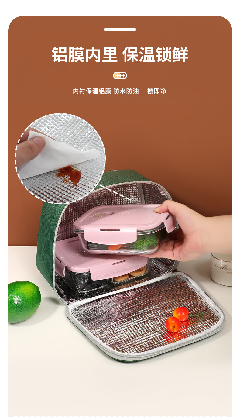 新款学生带饭午餐包超大容量外出手提饭盒袋牛津布便当袋便当包详情6