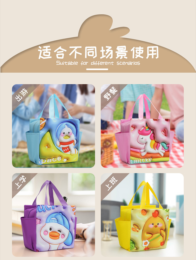 亚马逊热销卡通便当包大容量铝箔保温冰包户外野餐保温饭盒袋批发详情14