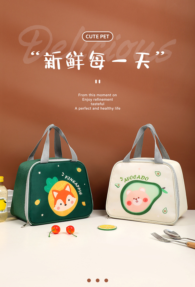 新款学生带饭午餐包超大容量外出手提饭盒袋牛津布便当袋便当包详情1