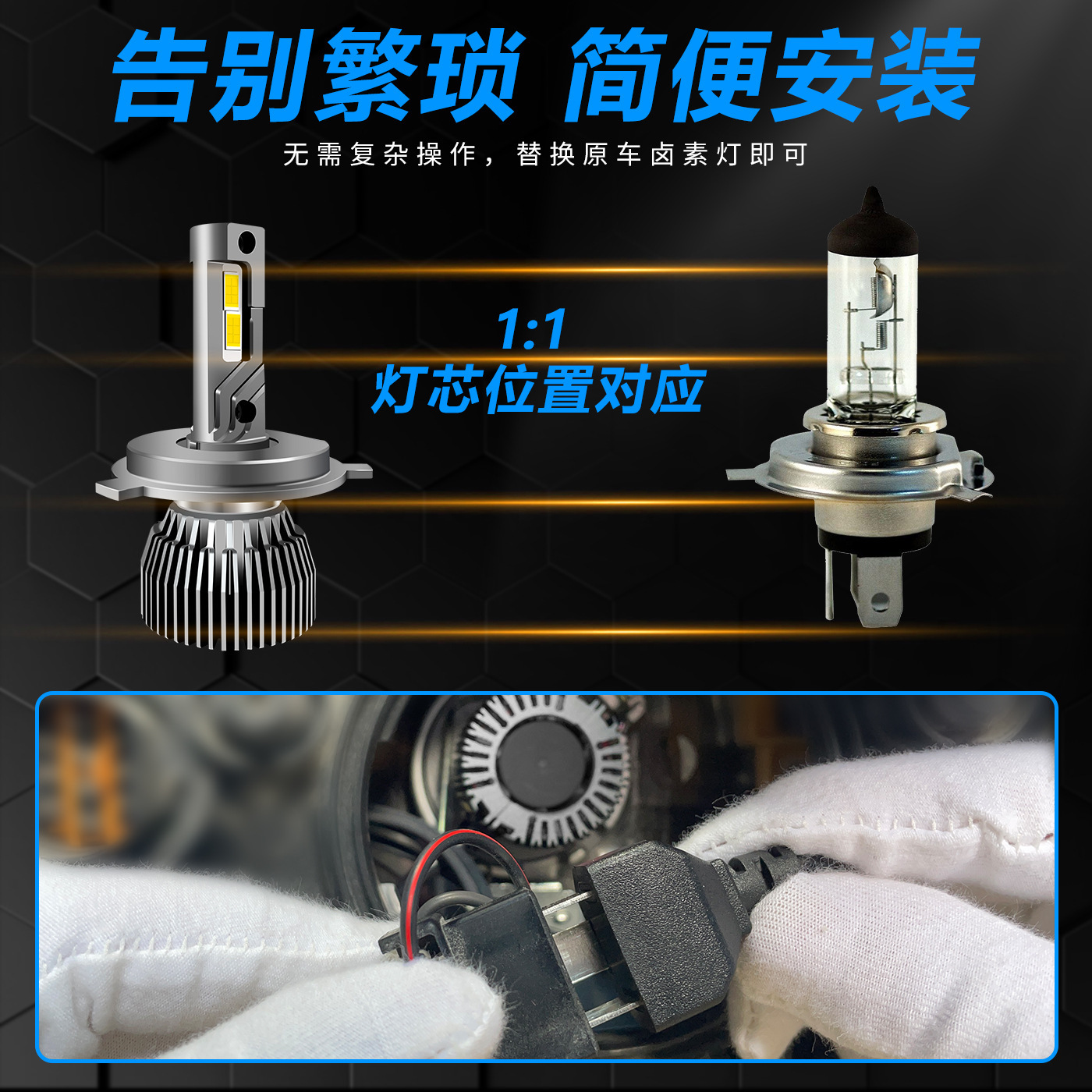 汽车配件 汽车led大灯9-80V车灯泡H7H1H4H11 3570雾灯H13汽车灯详情4