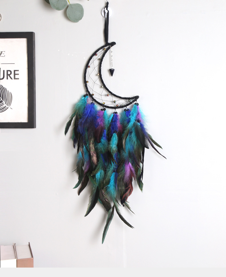 Factory direct sales of starry sky crescent pendants, home dreamcatcher, wall decorations, wall hangings, wall decorations, room wall decorations, dreamcatcher pic 2