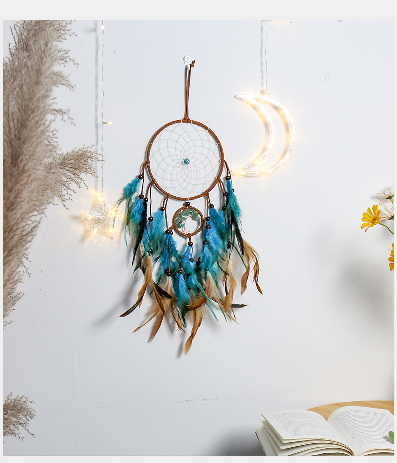 Retro-style dreamcatcher pendants, natural crushed stone life tree dreamcatcher ornaments, room decoration dreamcatcher wholesale pic 11