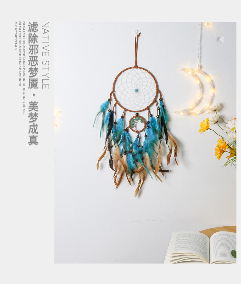 Retro-style dreamcatcher pendants, natural crushed stone life tree dreamcatcher ornaments, room decoration dreamcatcher wholesale pic 10