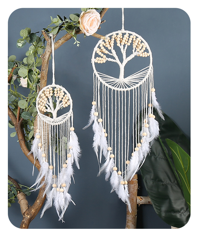 Bohemian-style dreamcatcher home decoration pendant, Indian life tree feather tassel handcrafted decorative item pic 7