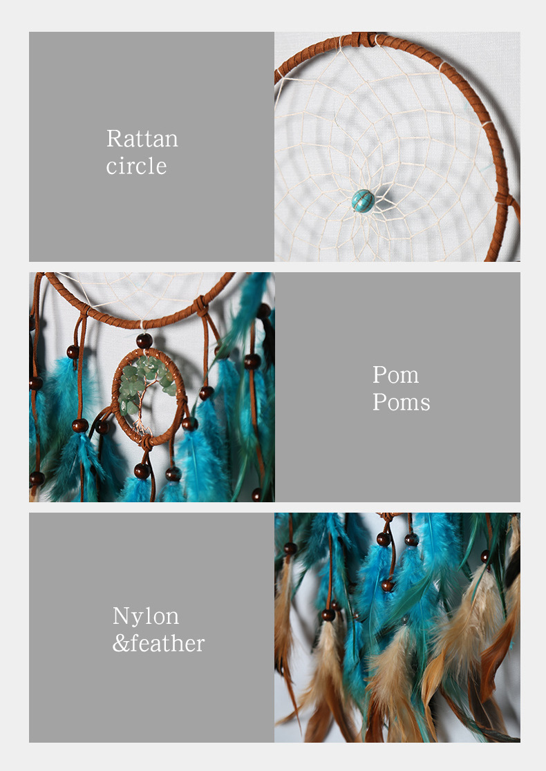 Retro-style dreamcatcher pendants, natural crushed stone life tree dreamcatcher ornaments, room decoration dreamcatcher wholesale pic 8