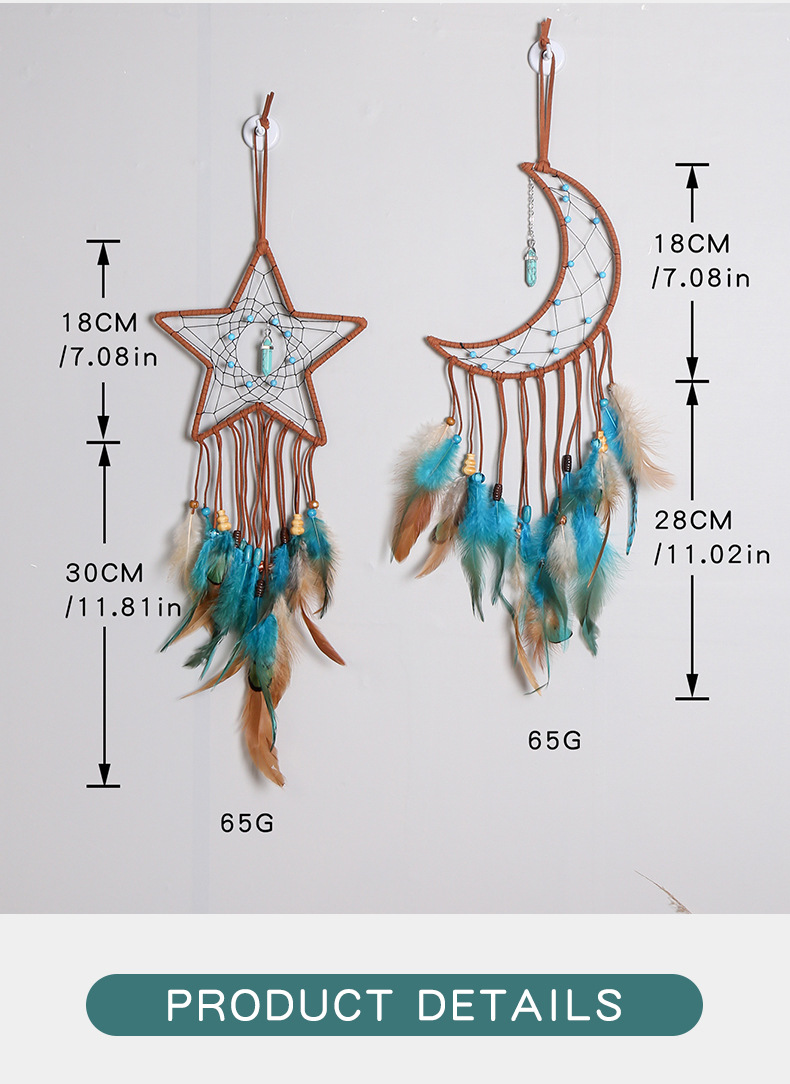 Moon and star dreamcatcher, turquoise pendant, dreamcatcher, wall decoration, wall hanging, wall decoration, room wall decoration, dreamcatcher pic 7