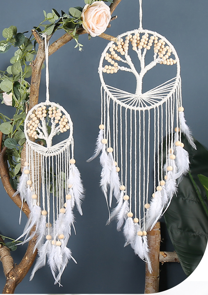 Bohemian-style dreamcatcher home decoration pendant, Indian life tree feather tassel handcrafted decorative item pic 1