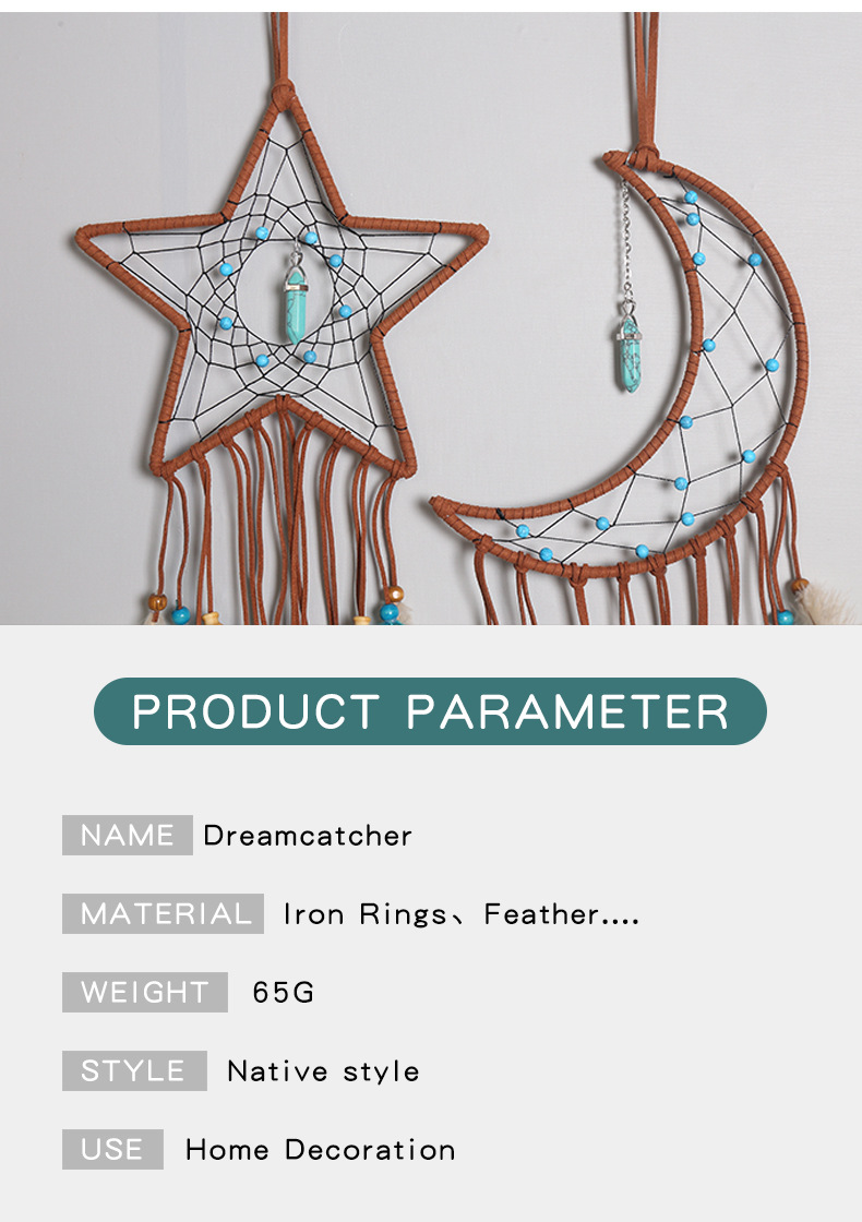 Moon and star dreamcatcher, turquoise pendant, dreamcatcher, wall decoration, wall hanging, wall decoration, room wall decoration, dreamcatcher pic 6