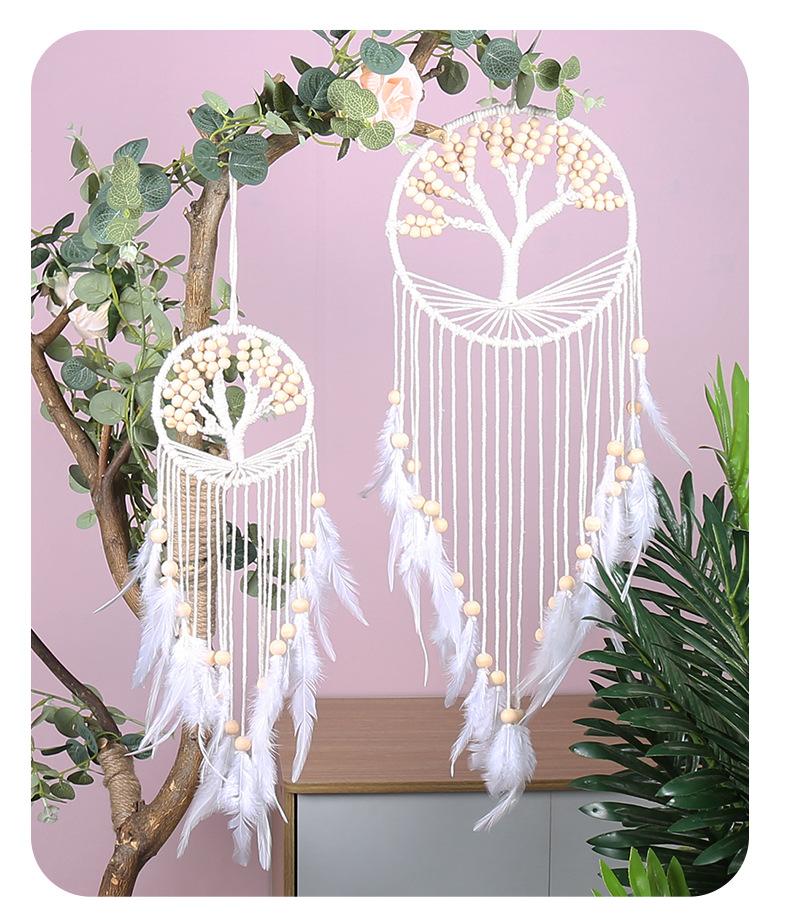 Bohemian-style dreamcatcher home decoration pendant, Indian life tree feather tassel handcrafted decorative item pic 6
