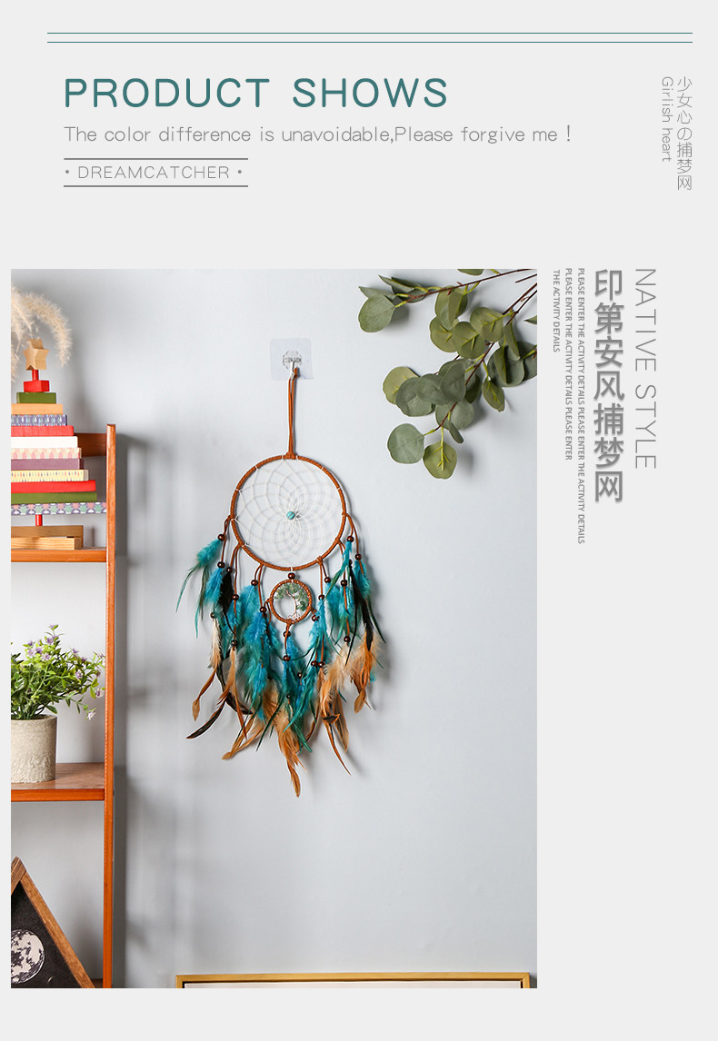 Retro-style dreamcatcher pendants, natural crushed stone life tree dreamcatcher ornaments, room decoration dreamcatcher wholesale pic 9