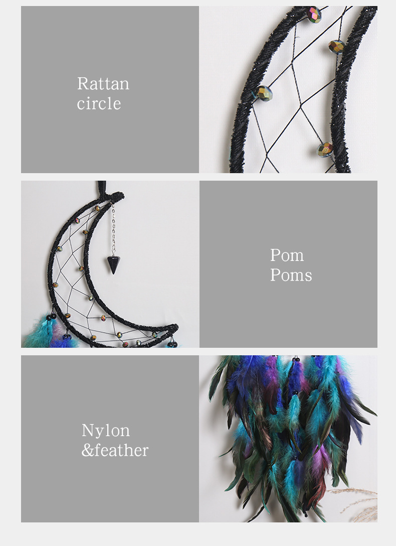 Factory direct sales of starry sky crescent pendants, home dreamcatcher, wall decorations, wall hangings, wall decorations, room wall decorations, dreamcatcher pic 8