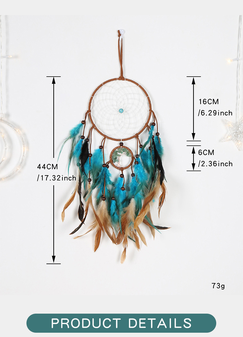 Retro-style dreamcatcher pendants, natural crushed stone life tree dreamcatcher ornaments, room decoration dreamcatcher wholesale pic 7