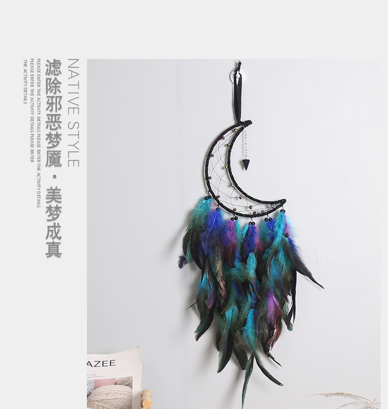 Factory direct sales of starry sky crescent pendants, home dreamcatcher, wall decorations, wall hangings, wall decorations, room wall decorations, dreamcatcher pic 10