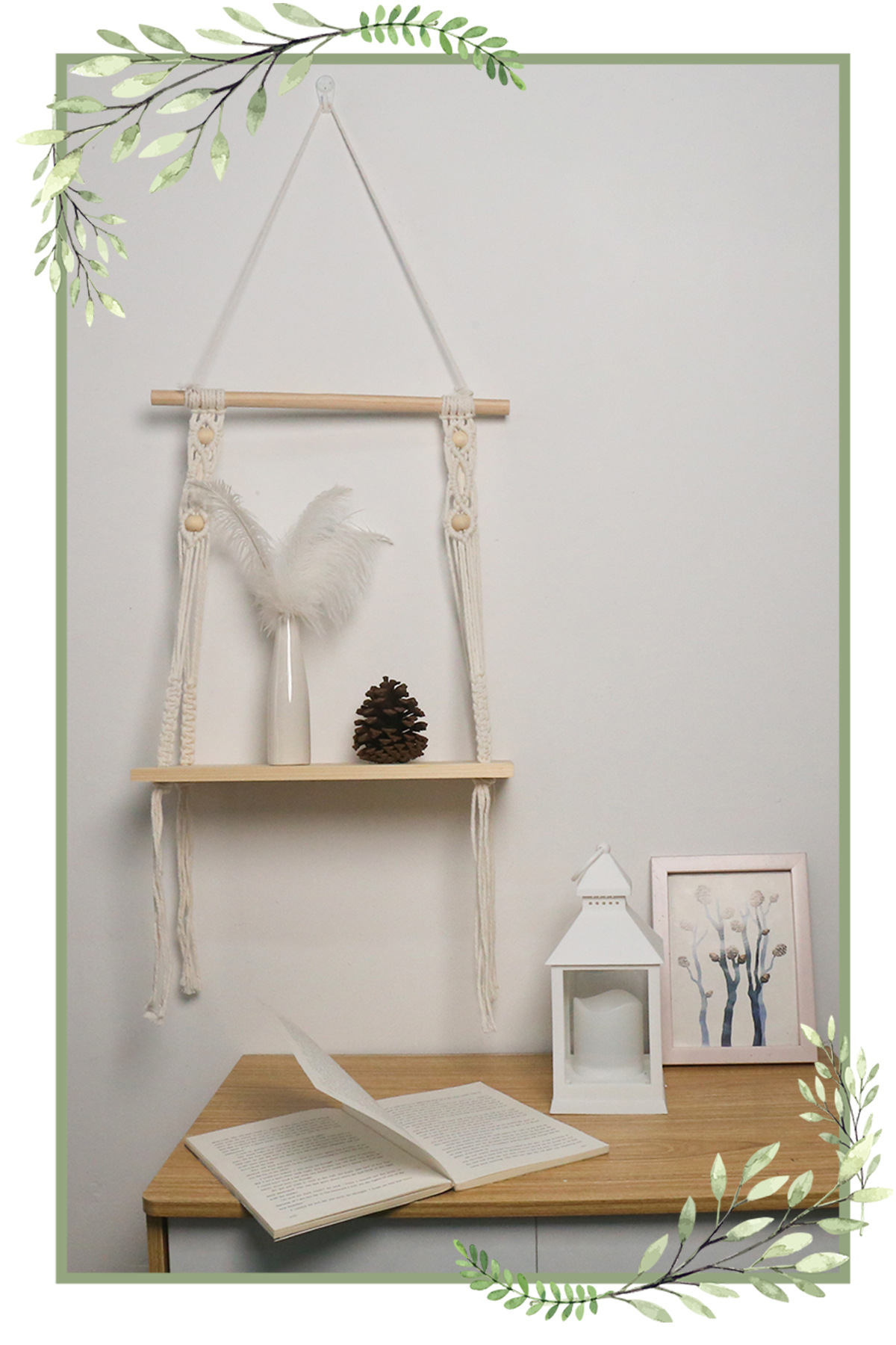 Nordic-style hand-woven storage racks for the living room and bedroom of homestays, cross-border best-selling wall-mounted storage pic 5