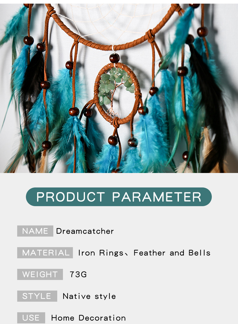 Retro-style dreamcatcher pendants, natural crushed stone life tree dreamcatcher ornaments, room decoration dreamcatcher wholesale pic 6