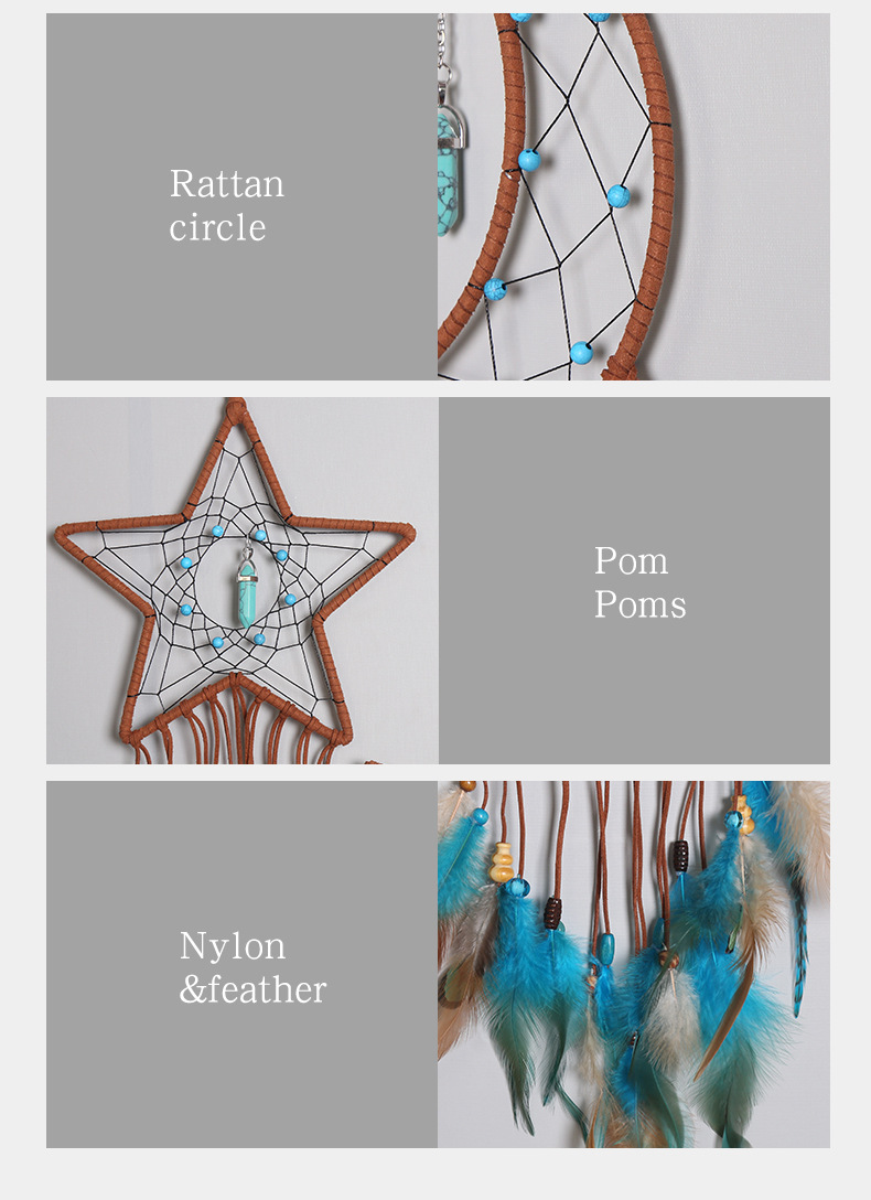 Moon and star dreamcatcher, turquoise pendant, dreamcatcher, wall decoration, wall hanging, wall decoration, room wall decoration, dreamcatcher pic 8