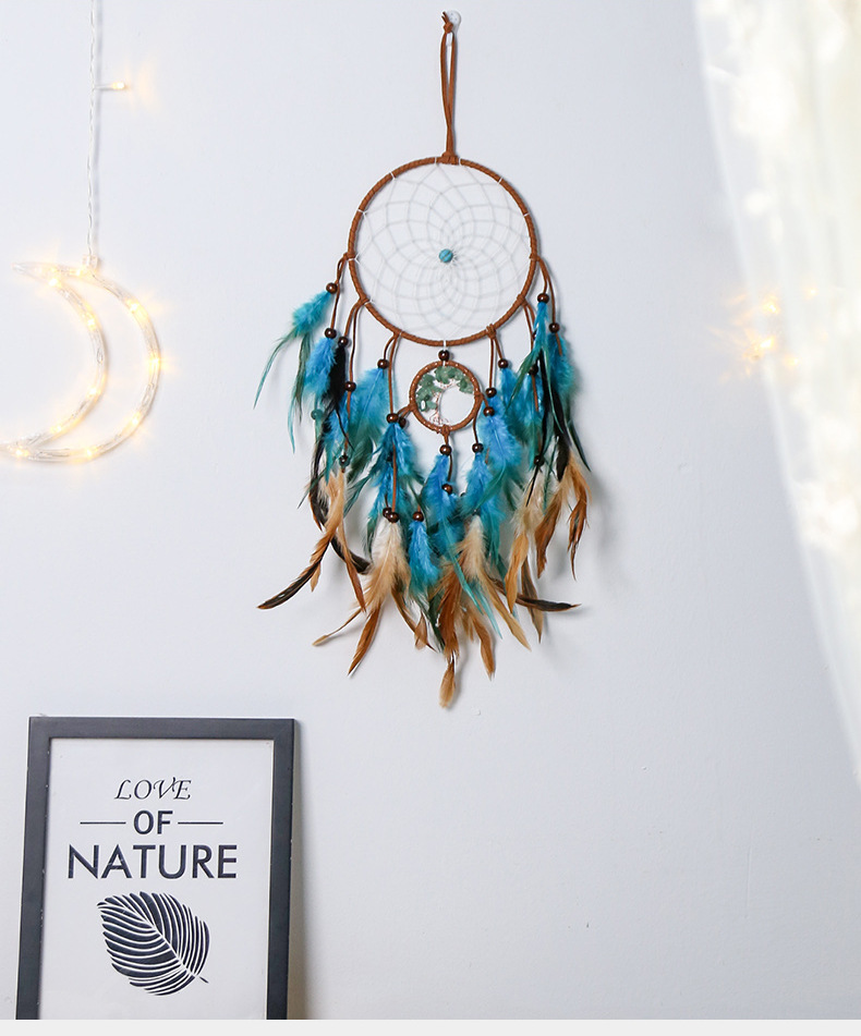 Retro-style dreamcatcher pendants, natural crushed stone life tree dreamcatcher ornaments, room decoration dreamcatcher wholesale pic 2
