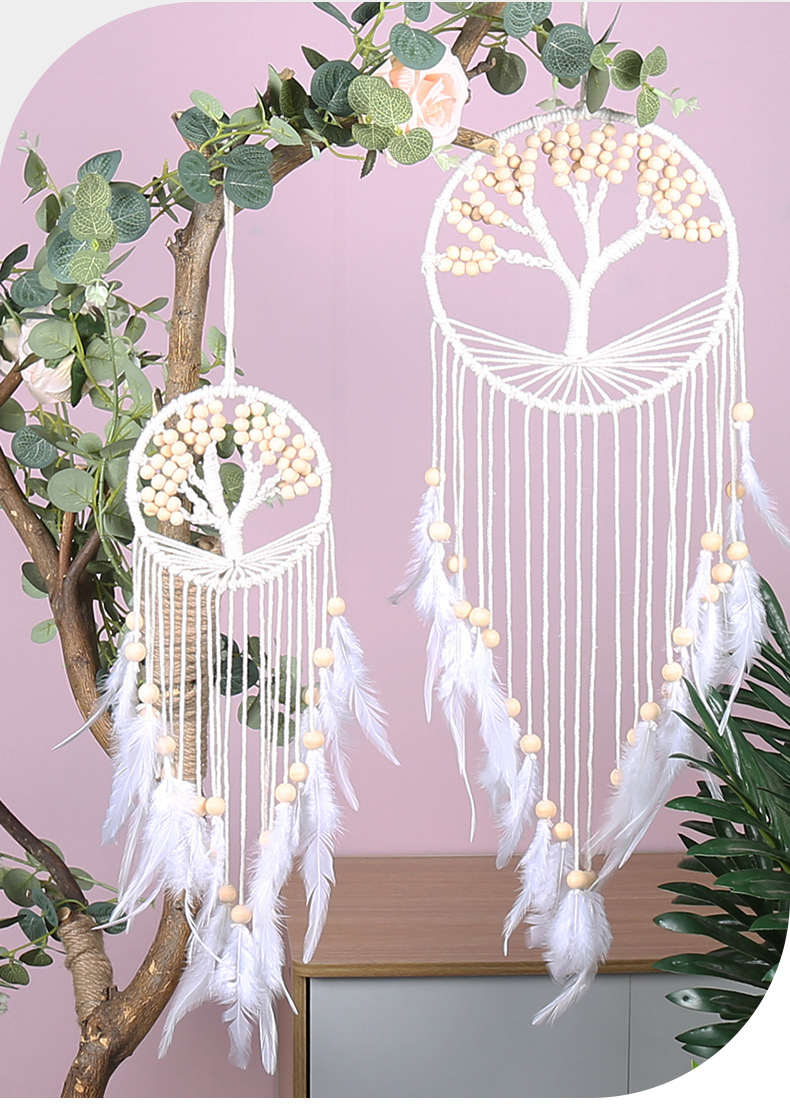Bohemian-style dreamcatcher home decoration pendant, Indian life tree feather tassel handcrafted decorative item pic 3