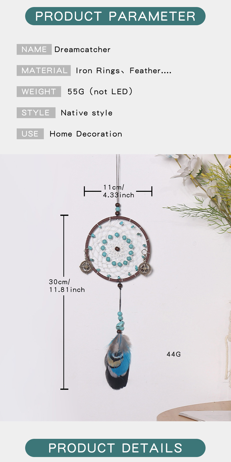 Retro creative dreamcatcher car pendant, wind chime dreamcatcher home decoration pendant, dreamcatcher pendant pic 6